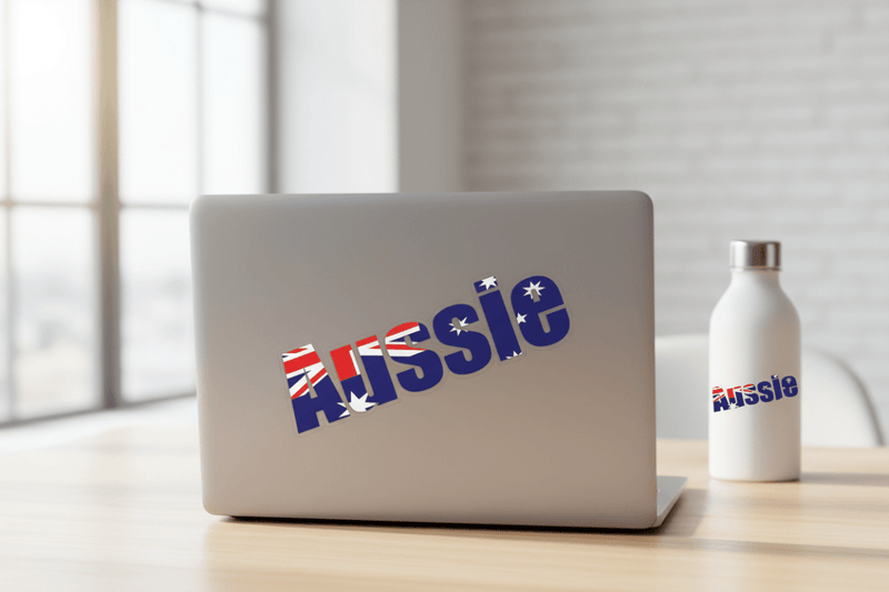 Aussie sticker on laptop or bottle