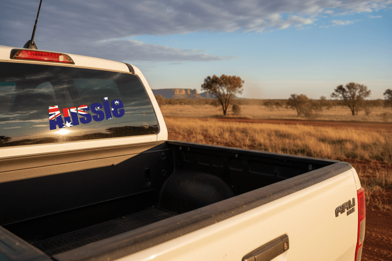 Aussie sticker on ute rear window