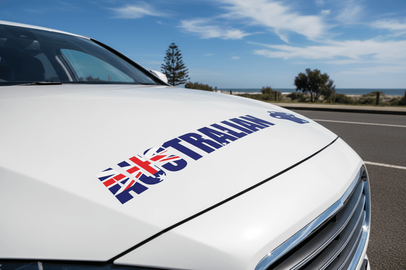 Australia sticker on car bonnet