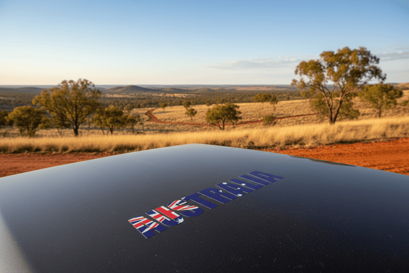 Australia sticker on trailer tailgate