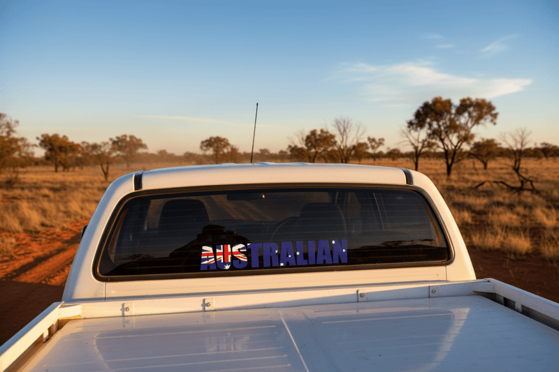 Australia sticker on ute rear window
