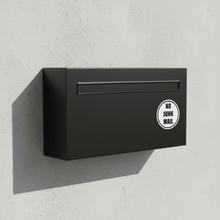 Load image into Gallery viewer, Black round sticker on matte black letterbox
