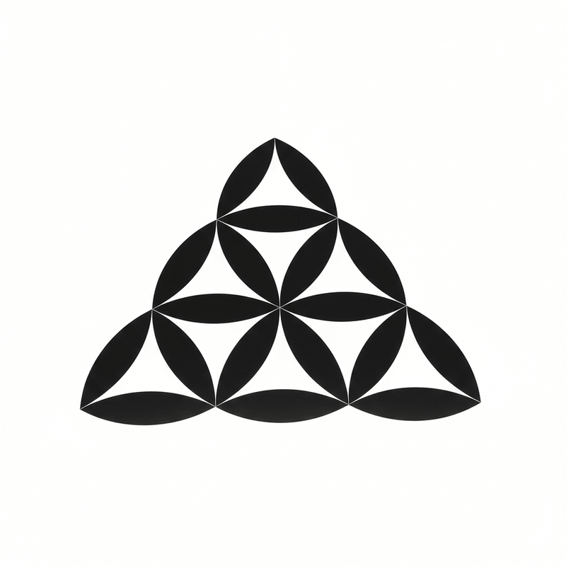 Black sacred geometry triangle decal on white
