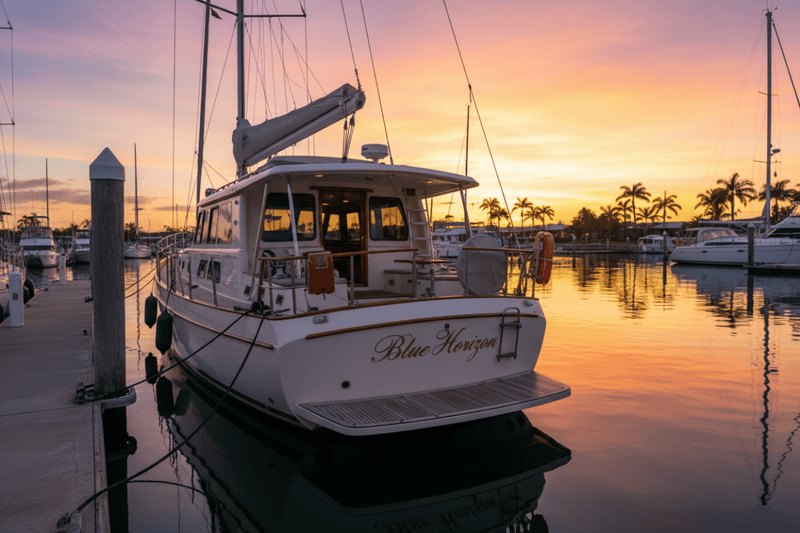 Blue Horizon - motor sailer Queensland sunset
