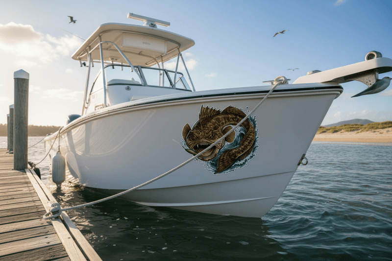 Boat Application flathead fish sticker