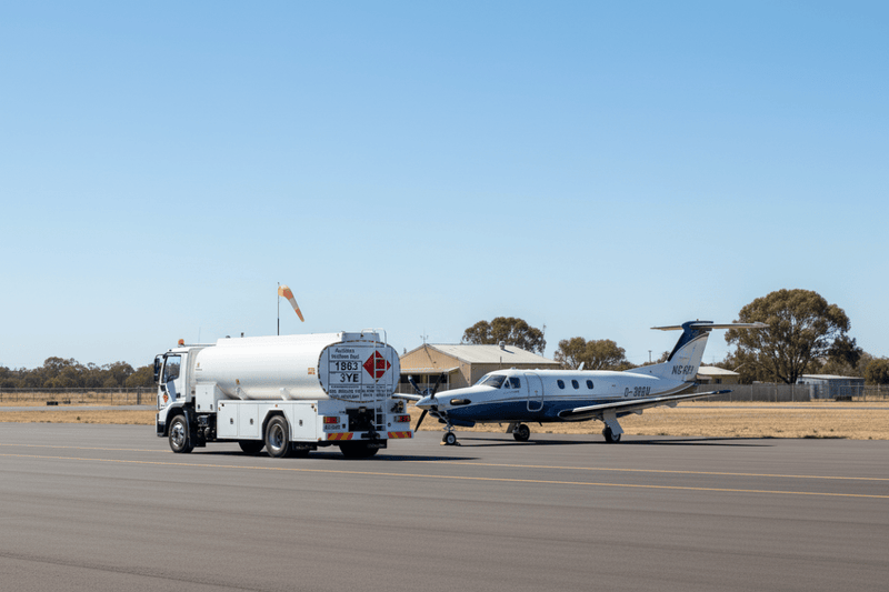 Bowser beside private jet