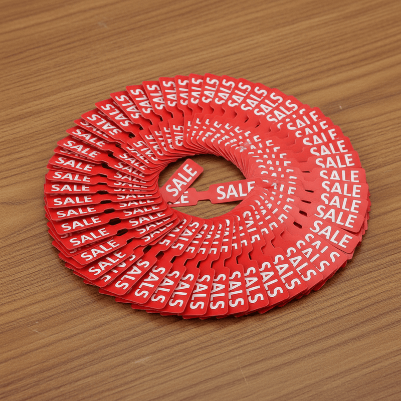 Bulk pack of foldable retail tags