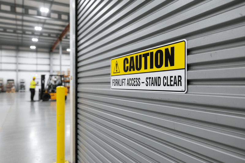 Caution Sign Warehouse Door