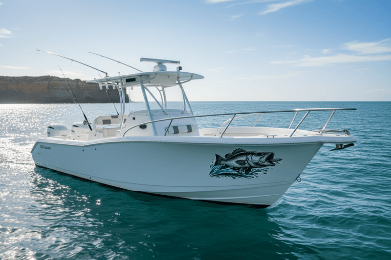 Centre Console Bow Side barramundi sticker