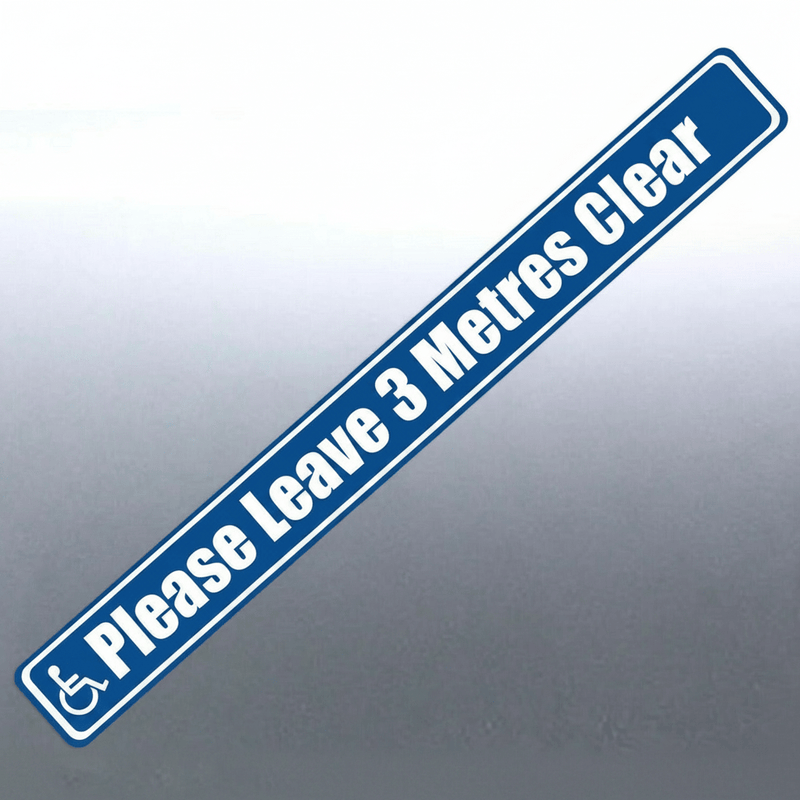 Close-up of Please Leave 3 Metres Clear text