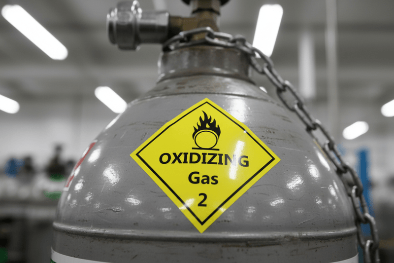Close-up on oxygen tank