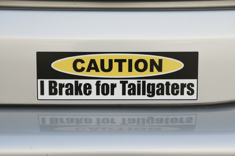 Close-up sticker on rear bumper