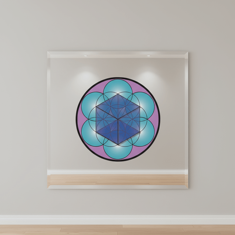 Colourful 3D geometric sticker on mirror