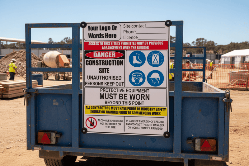 Corflute on work trailer