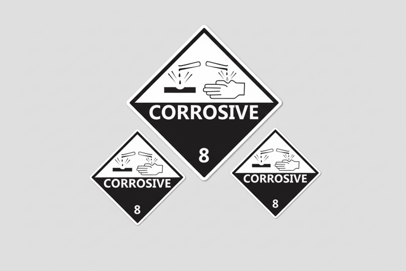Corrosive Class 8 HAZMAT – Flat Lay Sizes