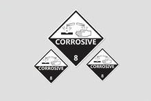 Load image into Gallery viewer, Corrosive Class 8 HAZMAT – Flat Lay Sizes
