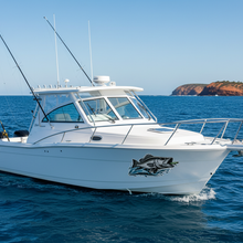 Load image into Gallery viewer, Cuddy Cabin Bow Side with a barramundi sticker
