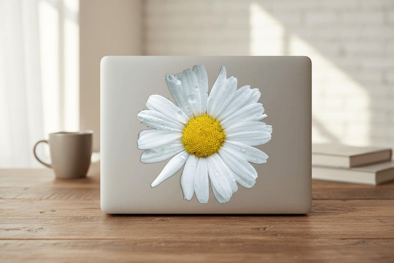 Daisy Sticker on Laptop