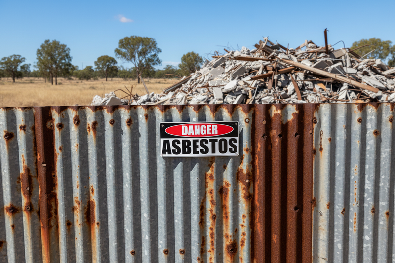 Danger Asbestos on corrugated fence