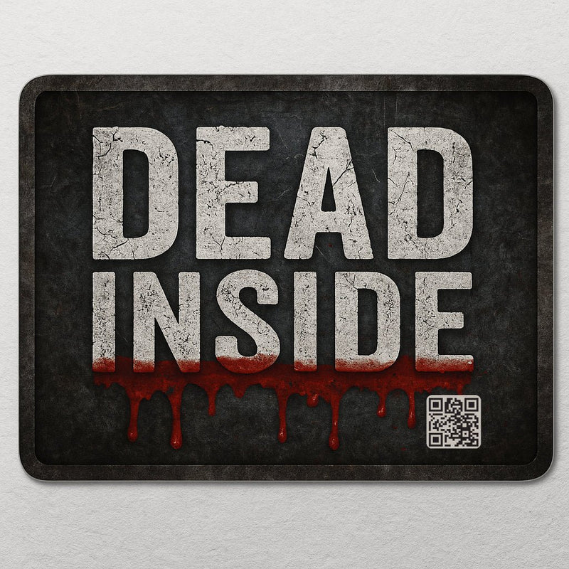 Mouse pad with 'DEAD INSIDE' text and red liquid effect on a dark background