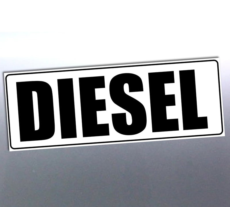 Sticker with the word 'DIESEL' on a reflective surface