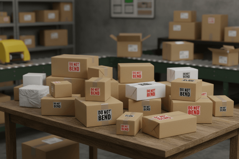 DO NOT BEND on Packages