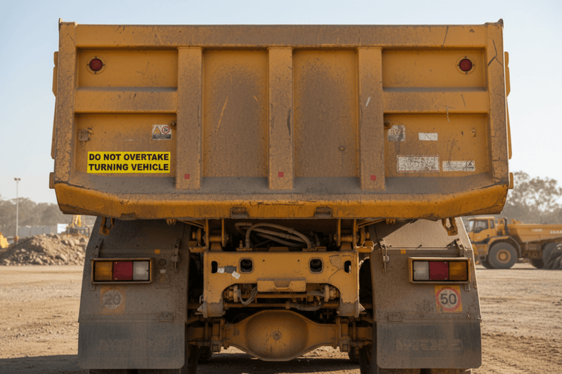 Do Not Overtake on Tipper Truck
