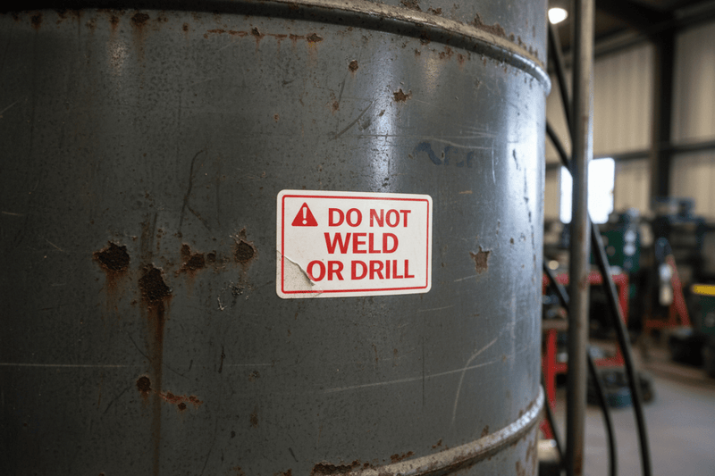 Do Not Weld or Drill – Fuel Tank