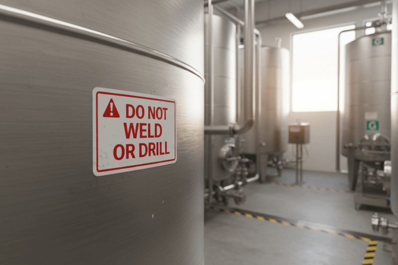 Do Not Weld or Drill – Stainless Tank
