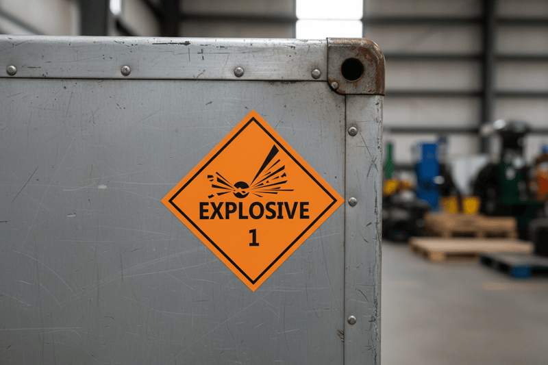 Explosive on storage container