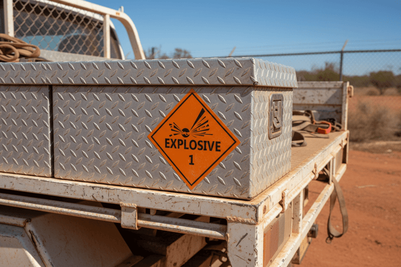 Explosive on ute toolbox