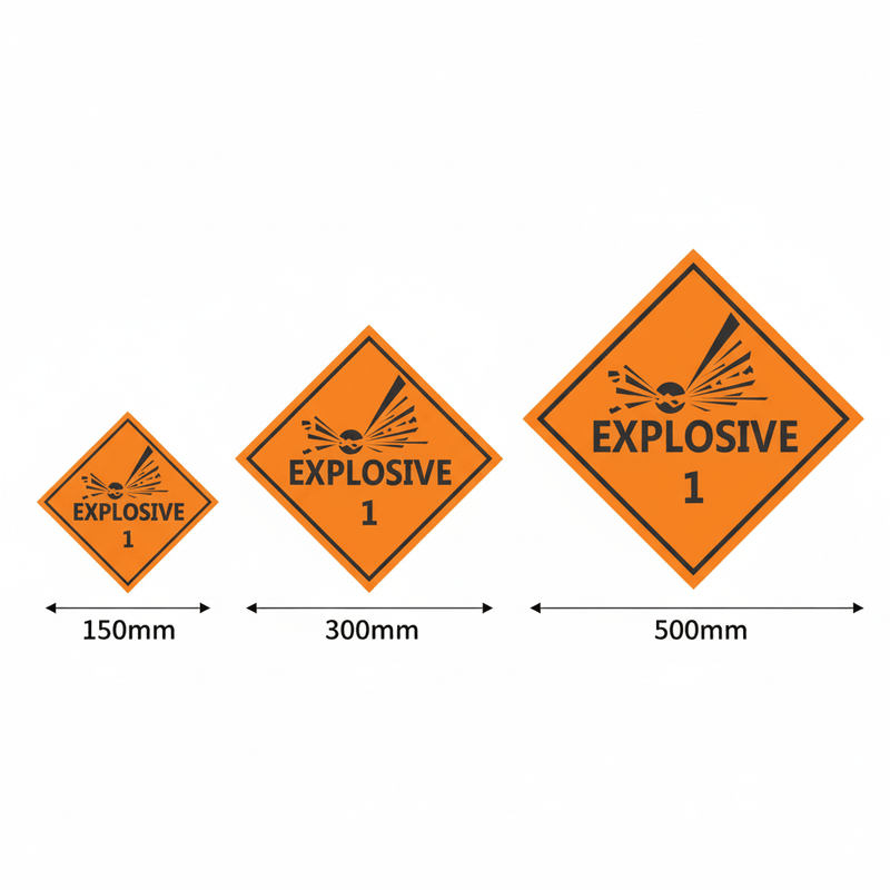 Explosive size chart