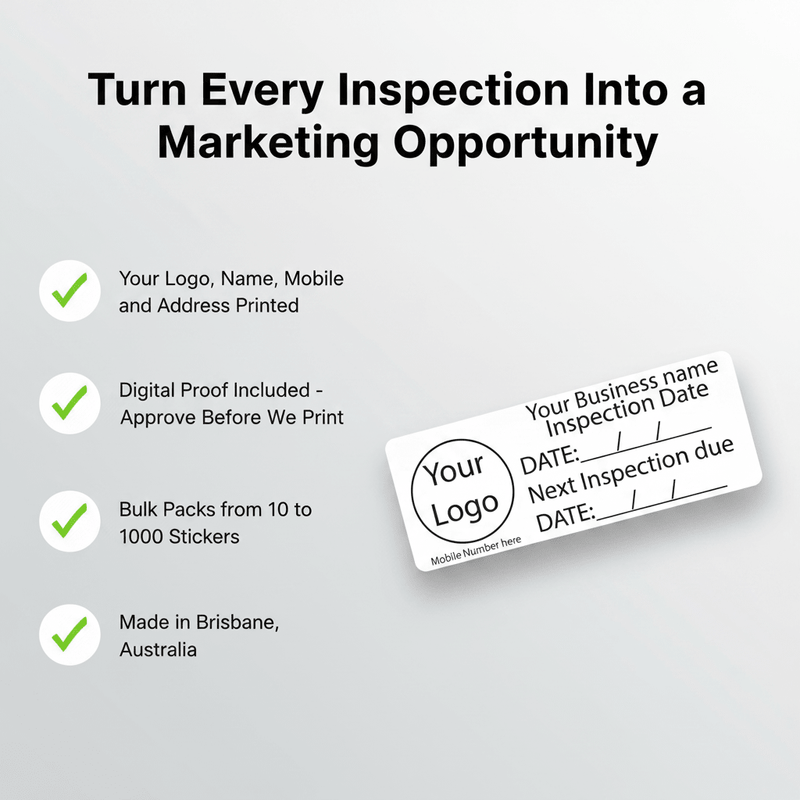 Feature benefit infographic logo name mobile address proof Brisbane made
