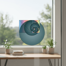 Load image into Gallery viewer, Fibonacci spiral math sticker on study window
