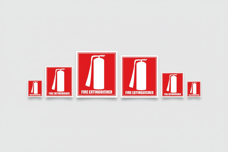 Fire Extinguisher Sticker – Flat Lay Sizes