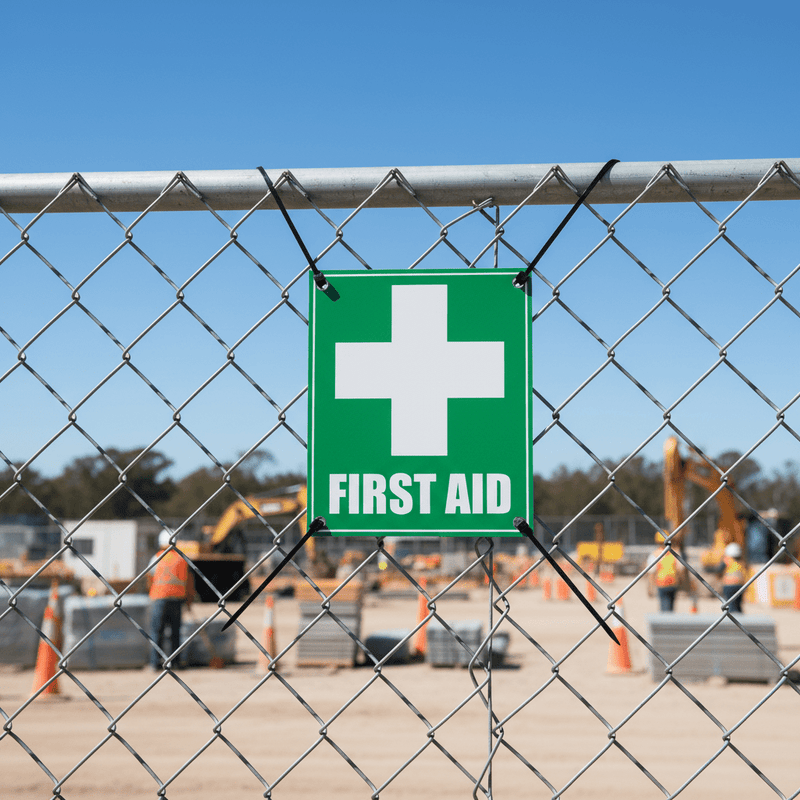 First Aid Sign Outdoor Fence