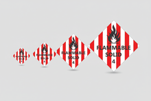 Load image into Gallery viewer, Flammable Solid Class 4 HAZMAT – Flat Lay Sizes
