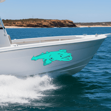 Load image into Gallery viewer, Flathead Fish Sticker – Aqua v2
