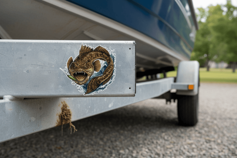 Flathead Fish Sticker on Boat Trailer