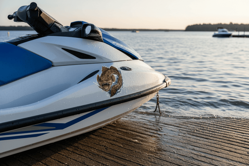 Flathead Fish Sticker on Jetski