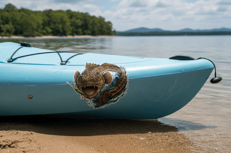 Flathead Fish Sticker on Kayak Hull