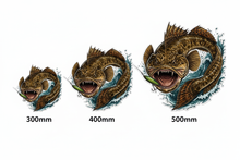 Load image into Gallery viewer, Flathead Fish Sticker Size Comparison
