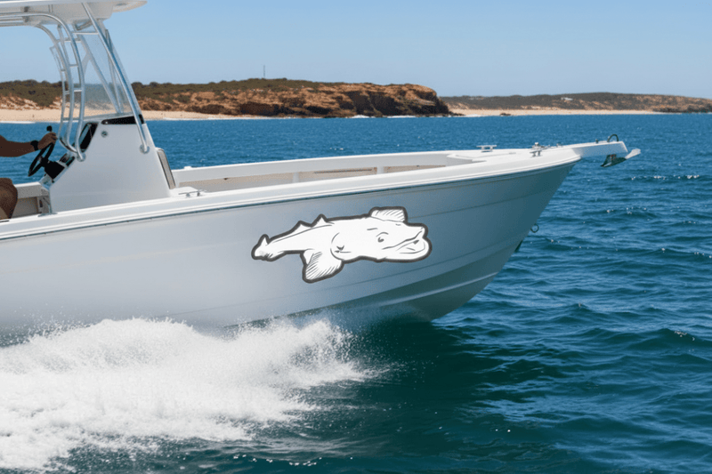 Flathead Fish Sticker – White