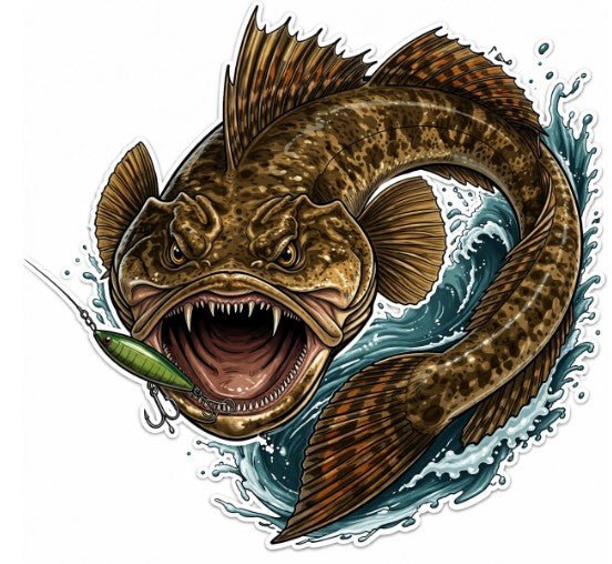 Flathead Fish Sticker – Aggressive Fishing Decal for Boats, 4WD & Tackle Boxes (Premium Vinyl)