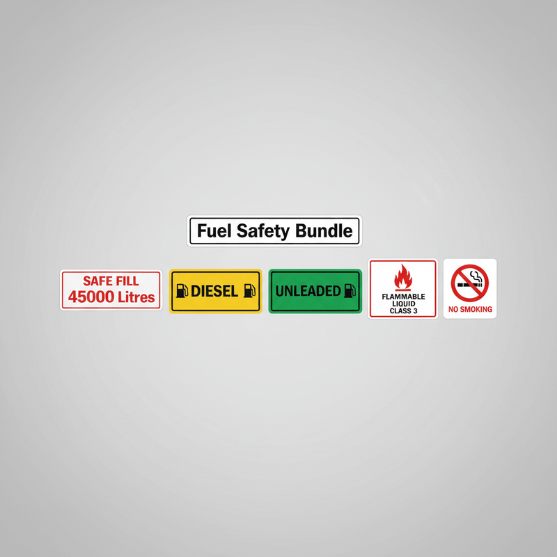 Fuel safety bundle Safe Fill diesel unleaded flammable no smoking