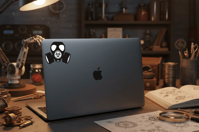 Gas Mask Hazard on Laptop