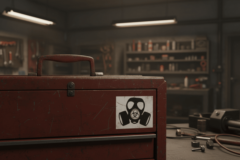 Gas Mask Hazard on Toolbox