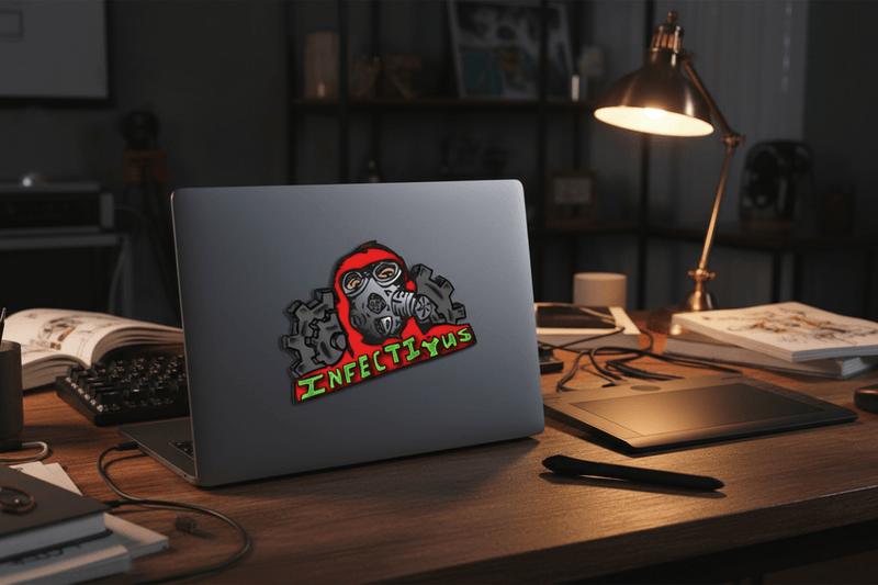 Gas Mask on Laptop