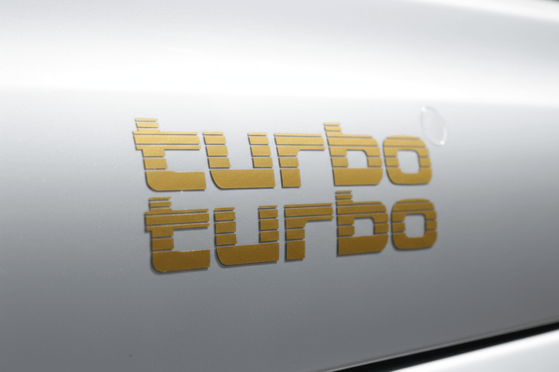 Gold Turbo sticker low angle sunlight