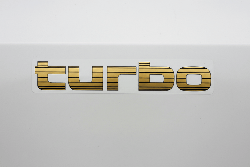 Gold Turbo sticker white panel flat lighting